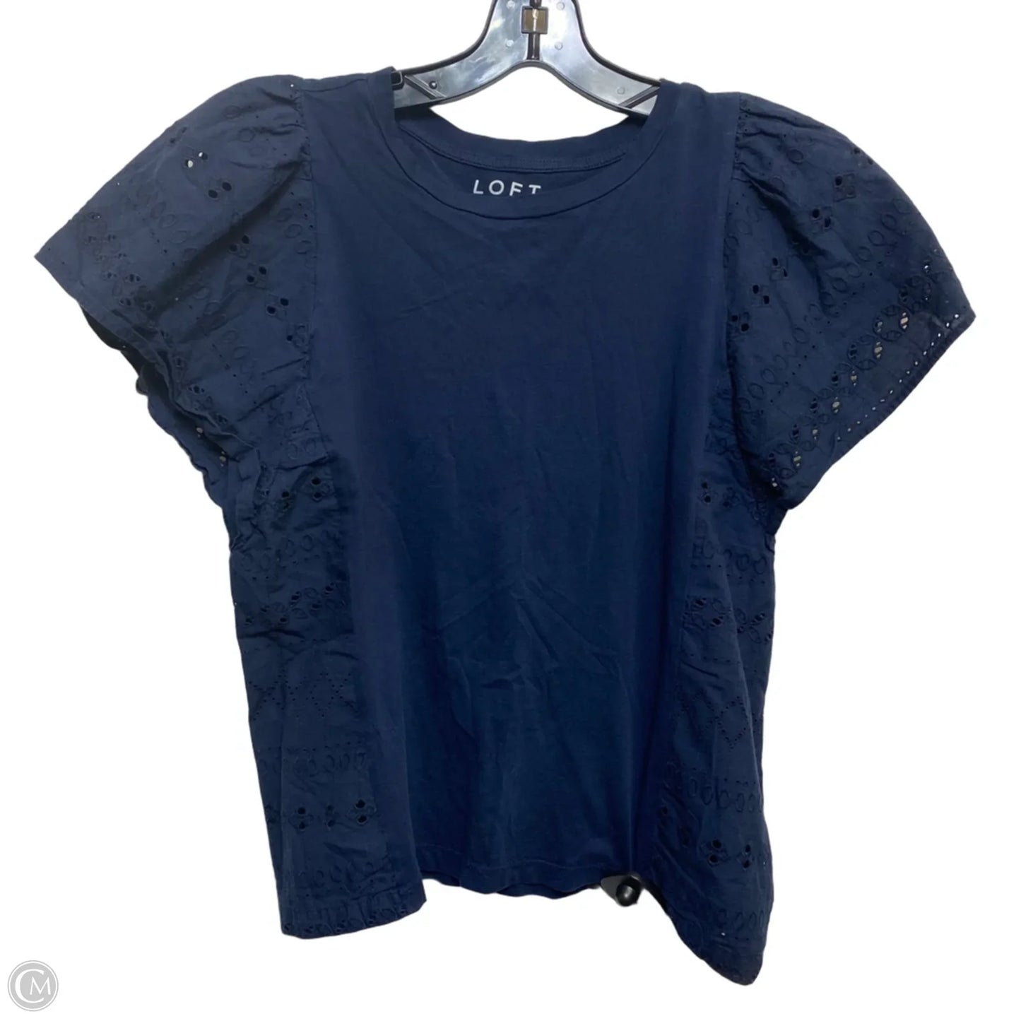 Top Short Sleeve By Loft In Navy, Size: M