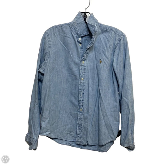 Top Long Sleeve By Polo Ralph Lauren In Blue Denim, Size: L