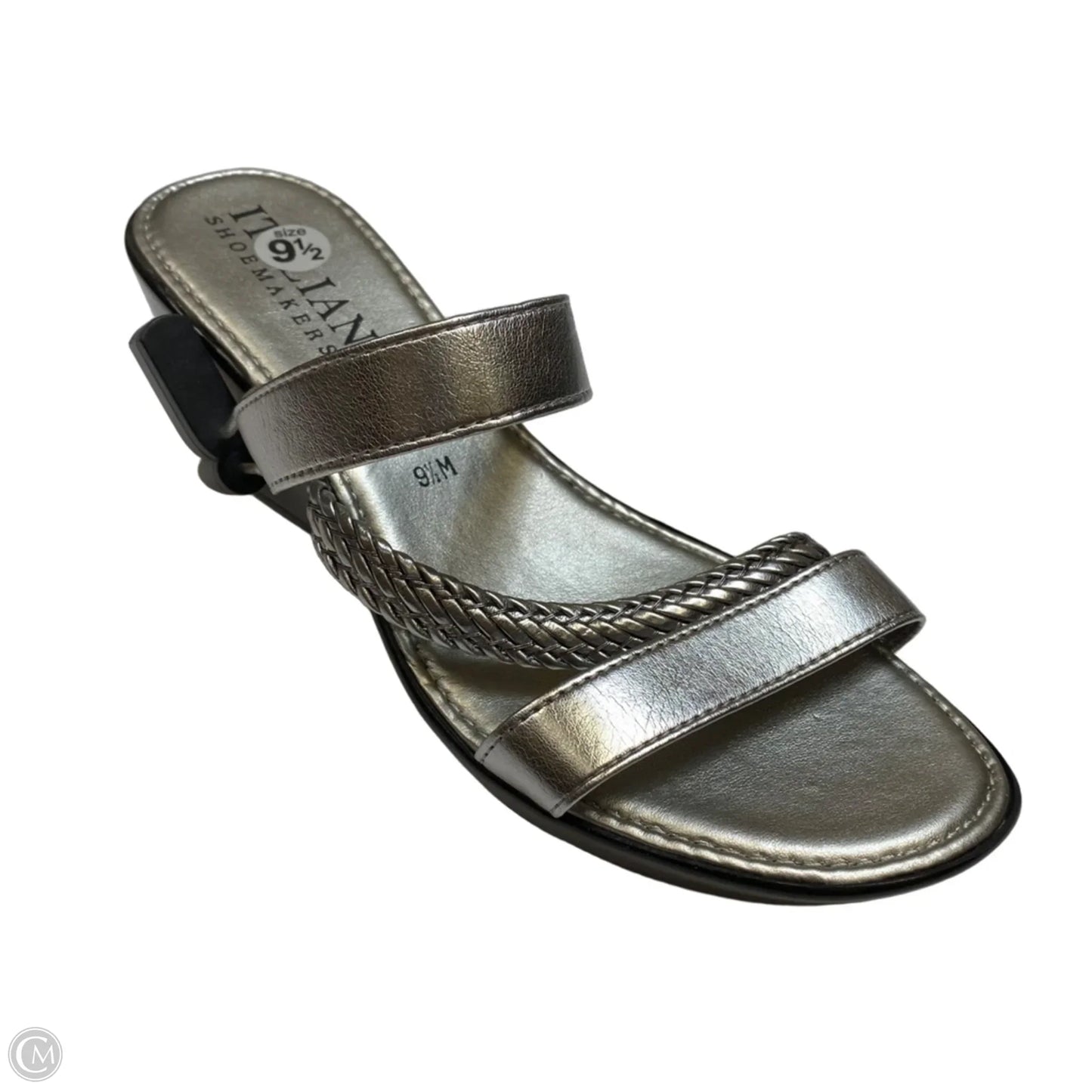 Sandals Heels Wedge By Italian Shoemakers In Silver, Size: 9.5