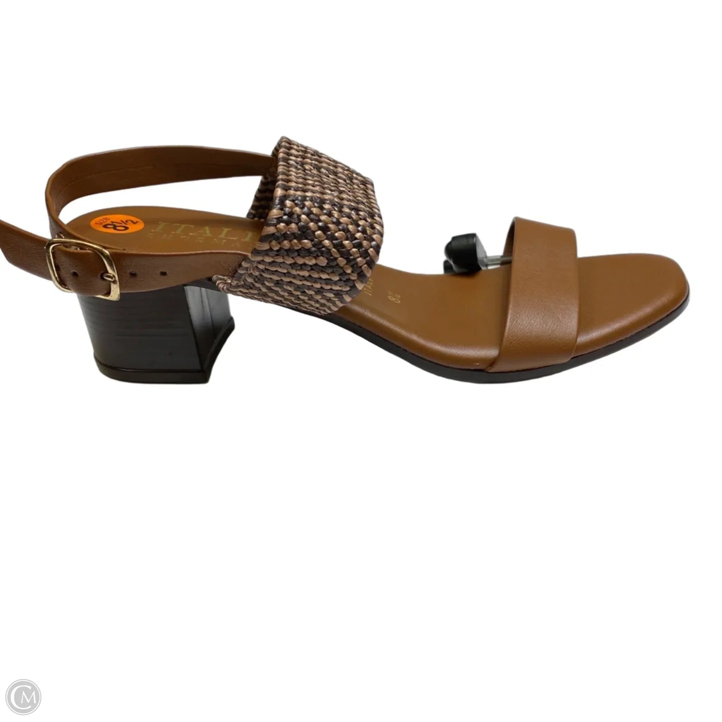 Sandals Heels Block By Italian Shoemakers In Brown, Size: 8.5