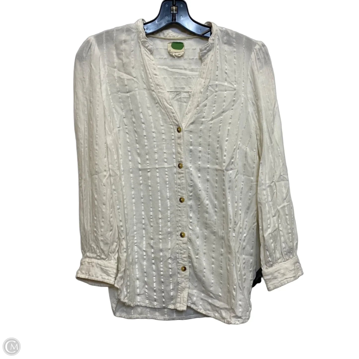 Top Long Sleeve By Anthropologie In White, Size: M