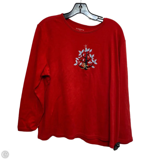 Top 3/4 Sleeve Basic By Liz Claiborne In Red, Size: 1x