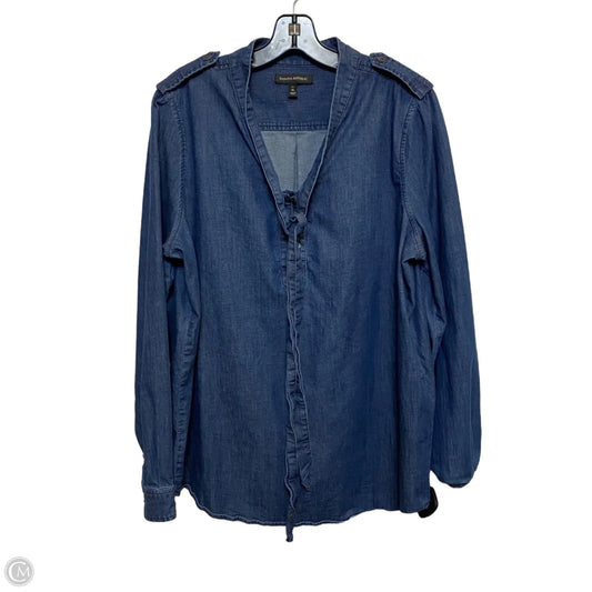Top Long Sleeve By Banana Republic In Blue Denim, Size: Xl