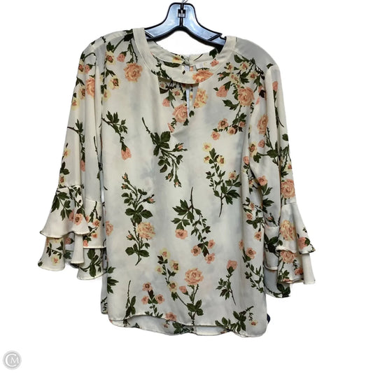 Blouse Long Sleeve By Clothes Mentor In Cream, Size: L