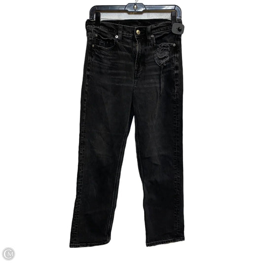 Jeans Straight By American Eagle In Black Denim, Size: 4