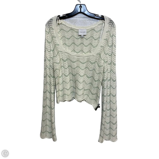Sweater By Pink Rose In Cream & Green, Size: L