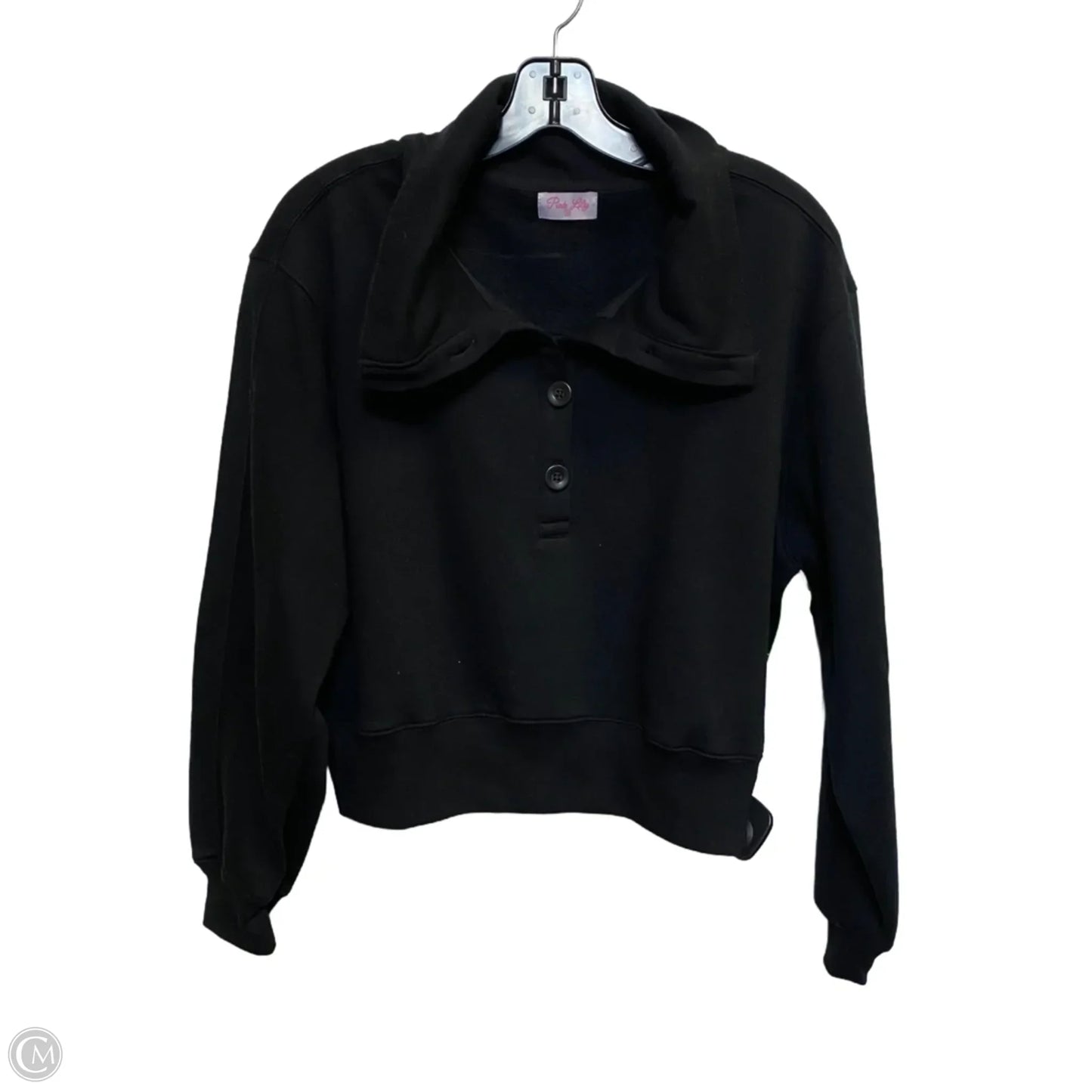 Sweatshirt Collar By Pink Lily In Black, Size: M