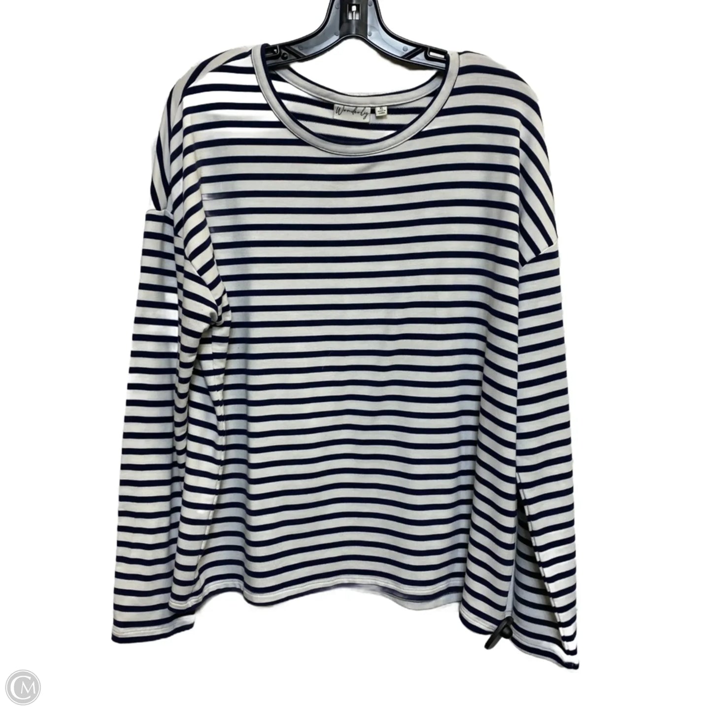 Top Long Sleeve By Wonderly In Blue & White, Size: Xl