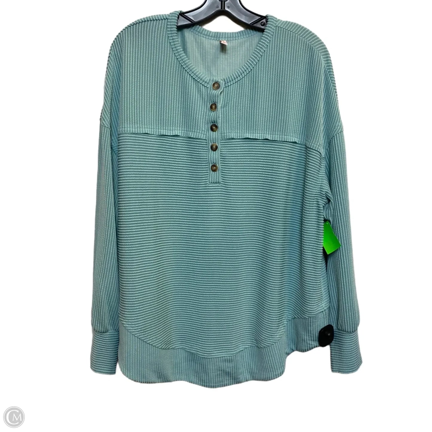 Top Long Sleeve By Kirundo In Teal, Size: Xl