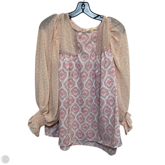 Blouse Long Sleeve By Entro In Pink, Size: L