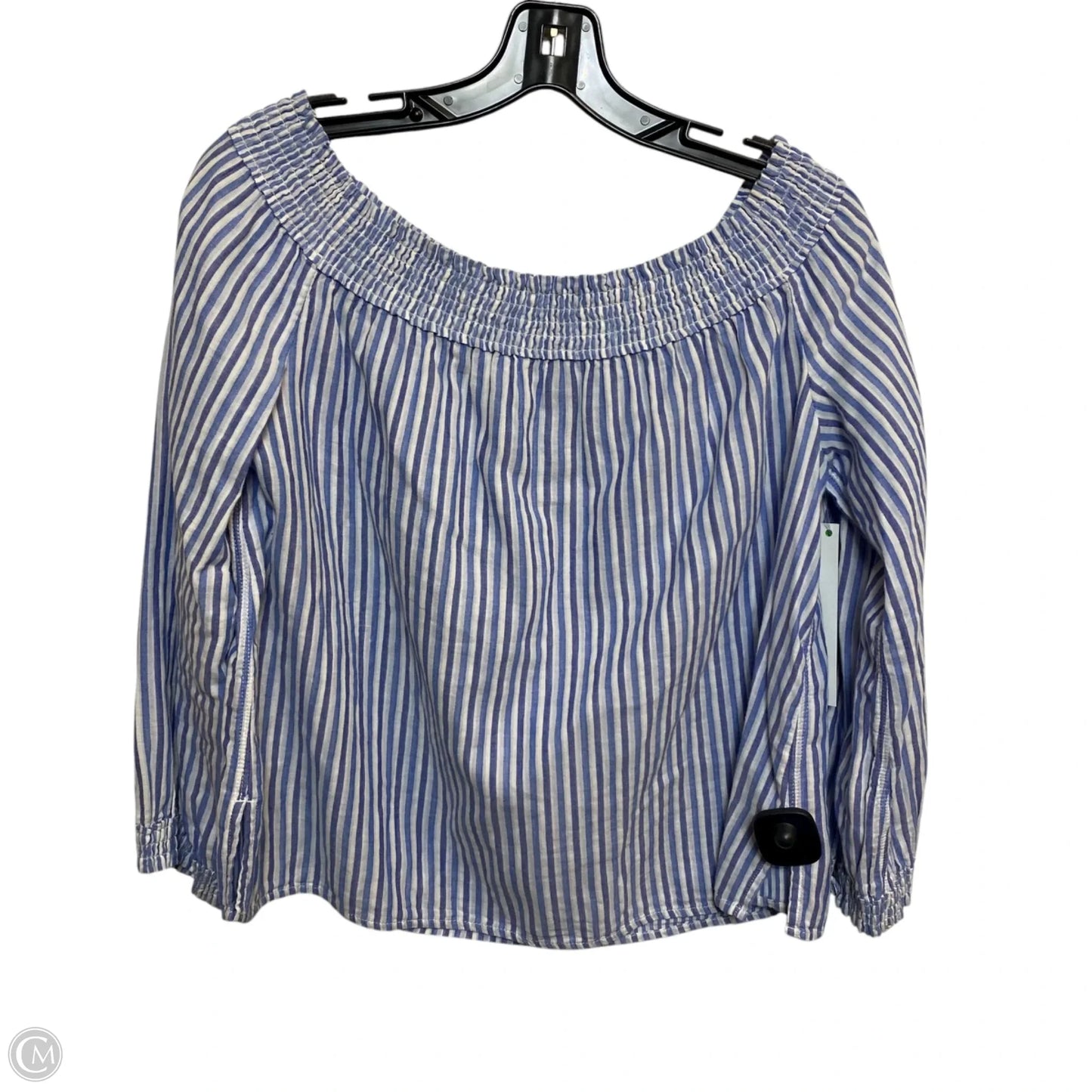 Top Long Sleeve Designer By Rag And Bone In Blue & White, Size: M