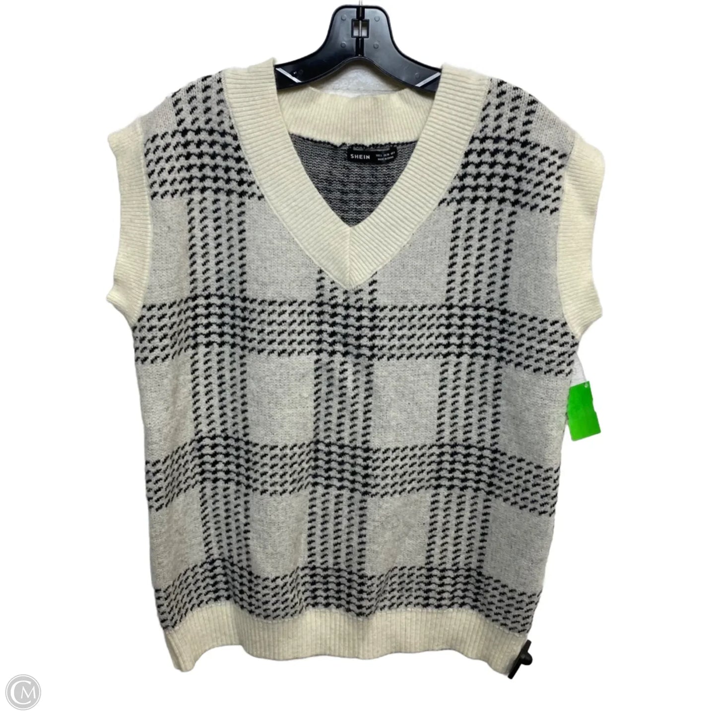 Vest Sweater By Shein In Black & Cream, Size: S