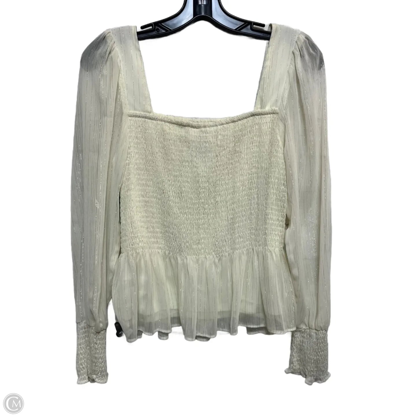 Blouse Long Sleeve By Nine West In Cream, Size: M