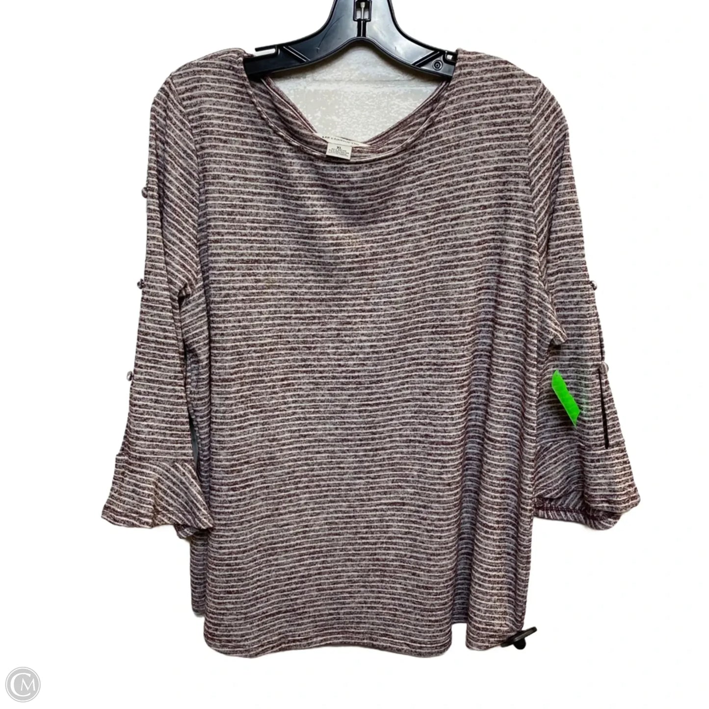 Top Long Sleeve By Liz Claiborne In Red & White, Size: Xl