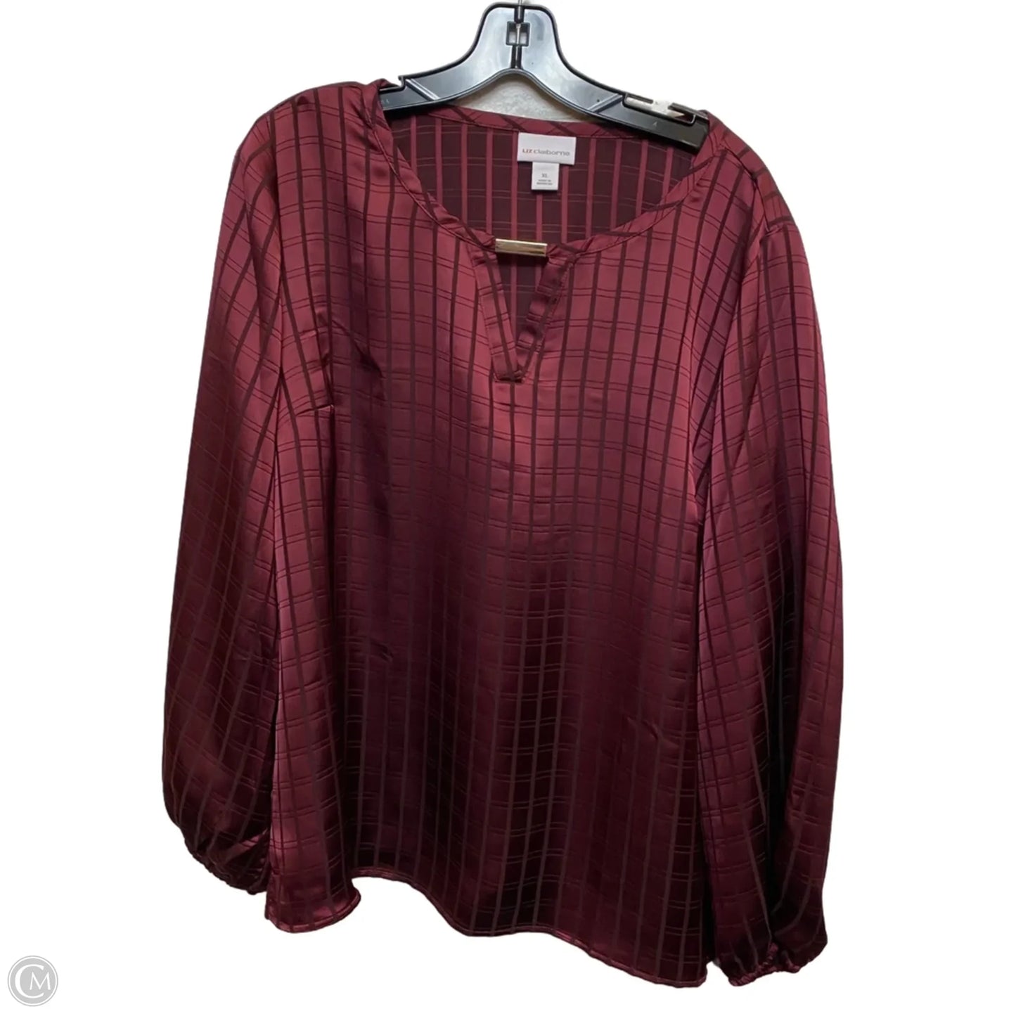Blouse Long Sleeve By Liz Claiborne In Red, Size: Xl