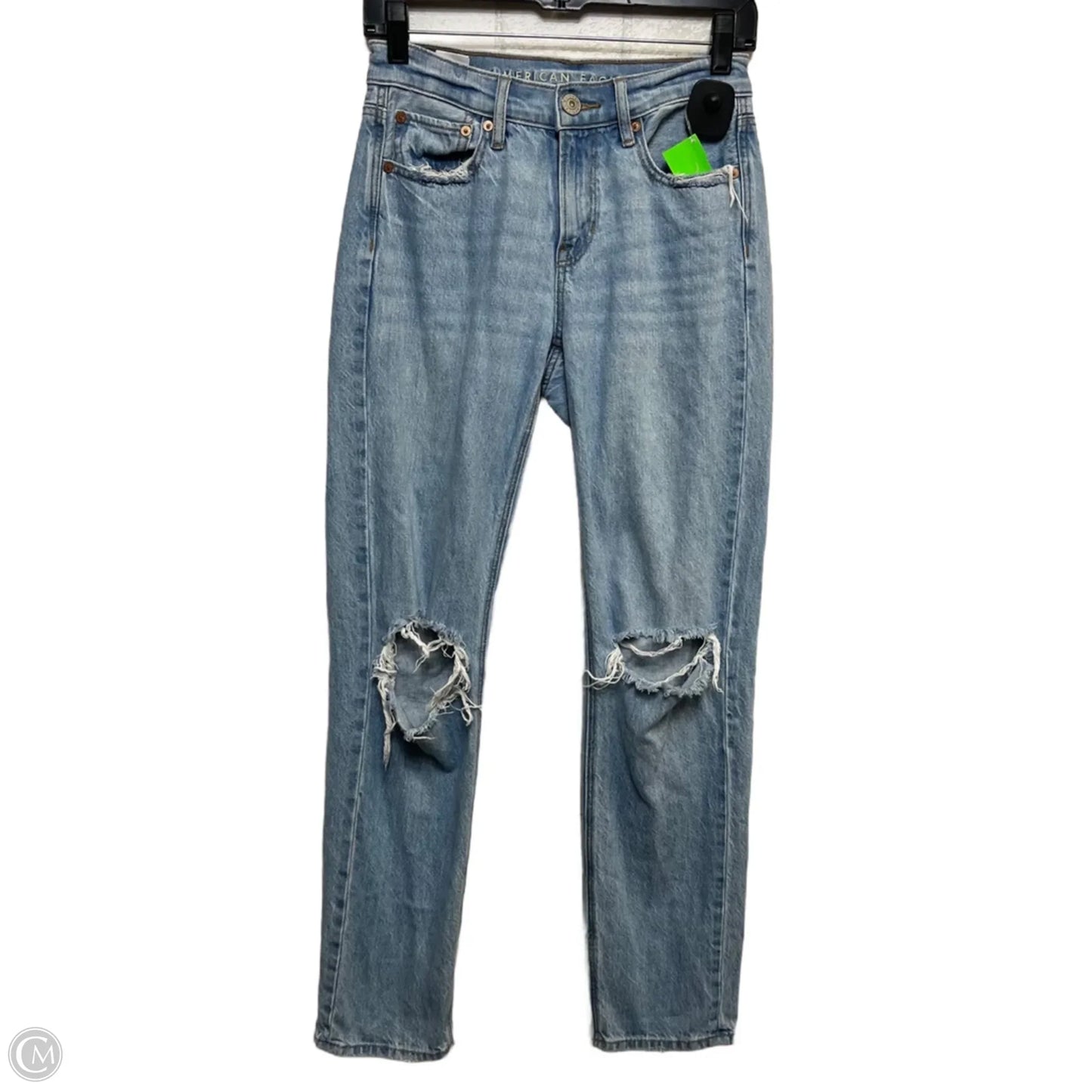 Jeans Straight By American Eagle In Blue Denim, Size: 0