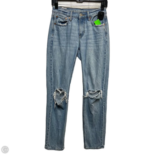 Jeans Straight By American Eagle In Blue Denim, Size: 0
