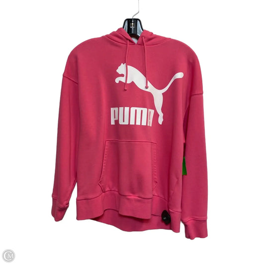 Athletic Sweatshirt Hoodie By Puma In Pink, Size: M