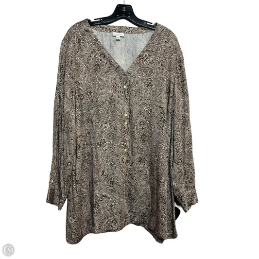 Top Long Sleeve By Pure Jill In Brown, Size: Xl