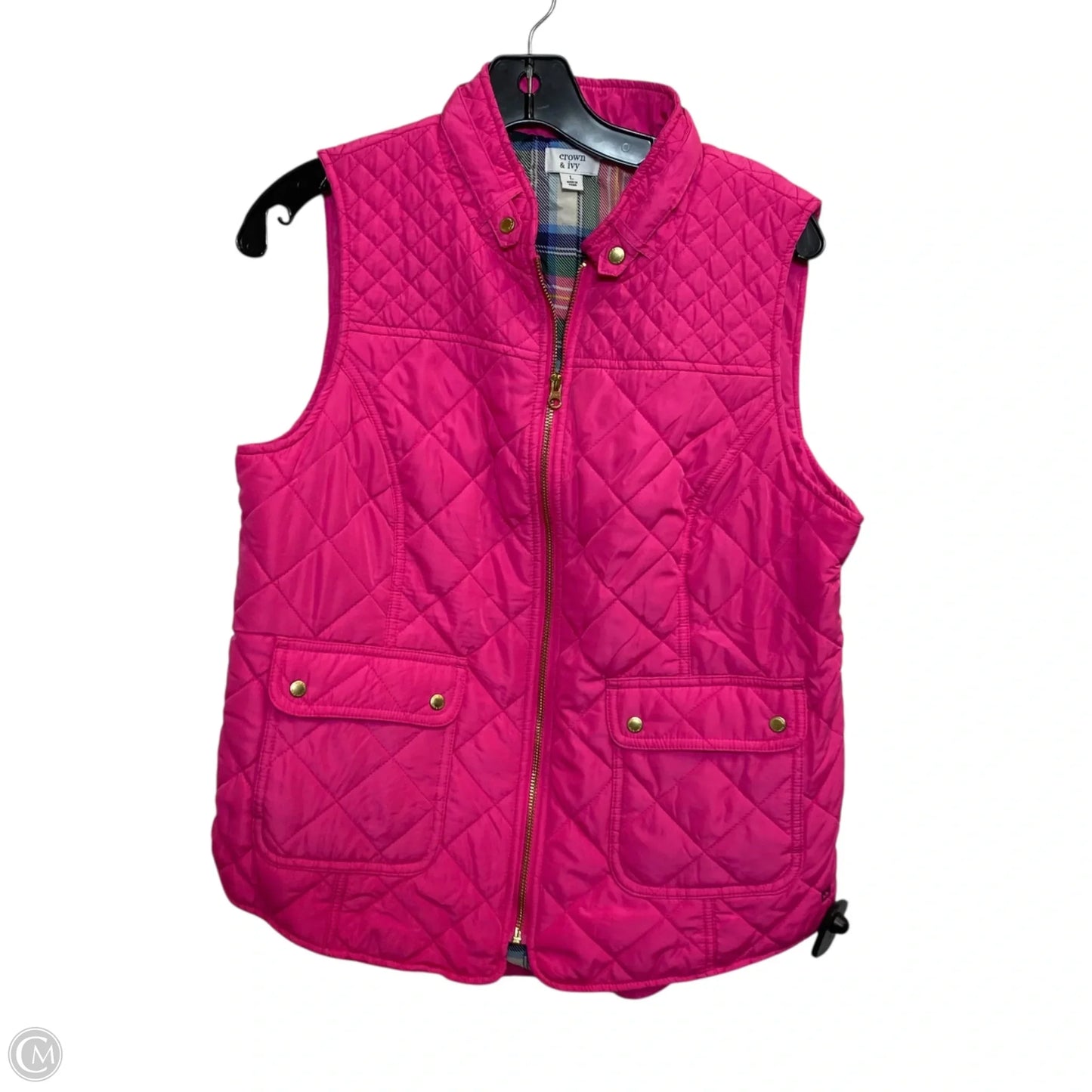 Vest Puffer & Quilted By Crown And Ivy In Pink, Size: L