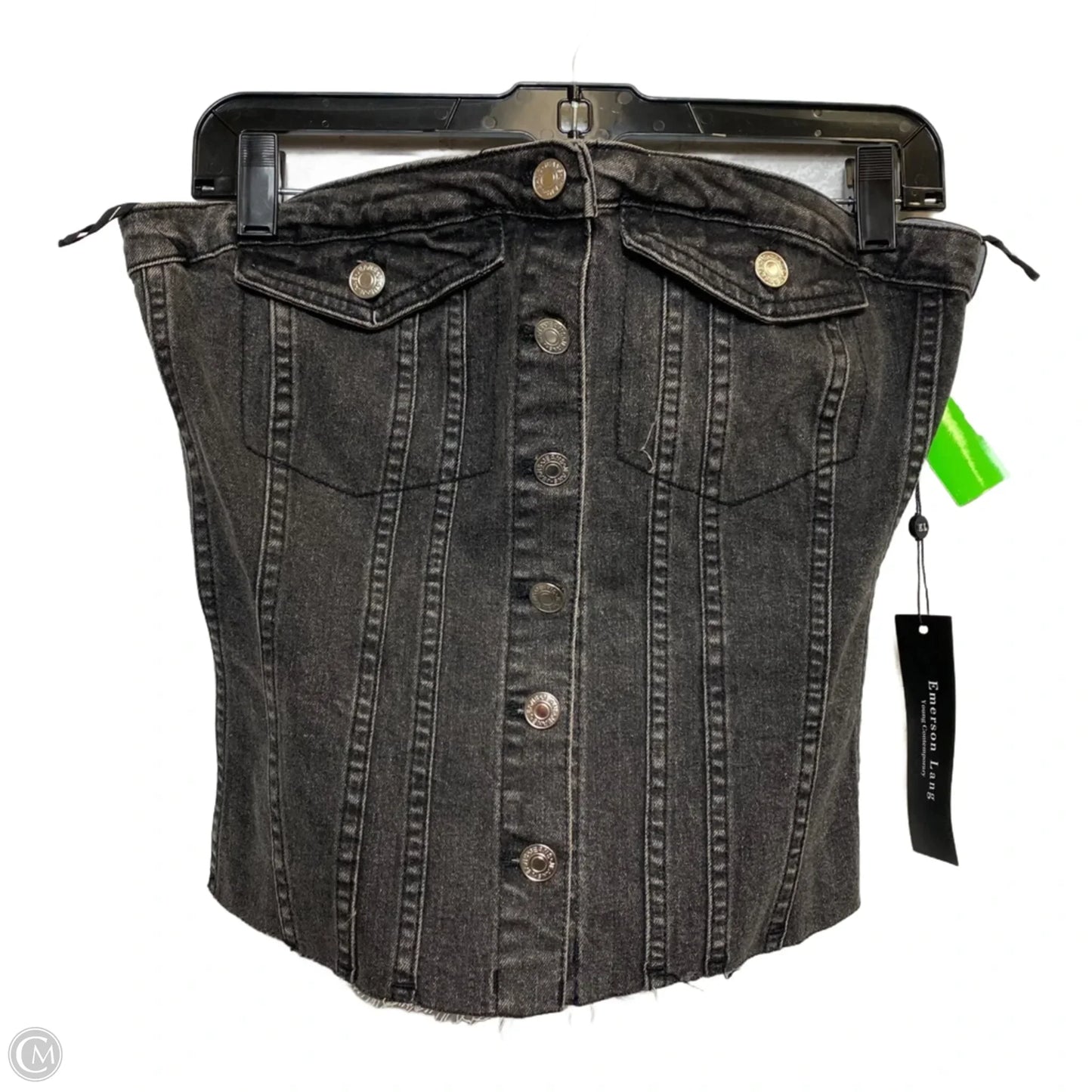 Top Sleeveless By Emerson Lang In Black Denim, Size: M