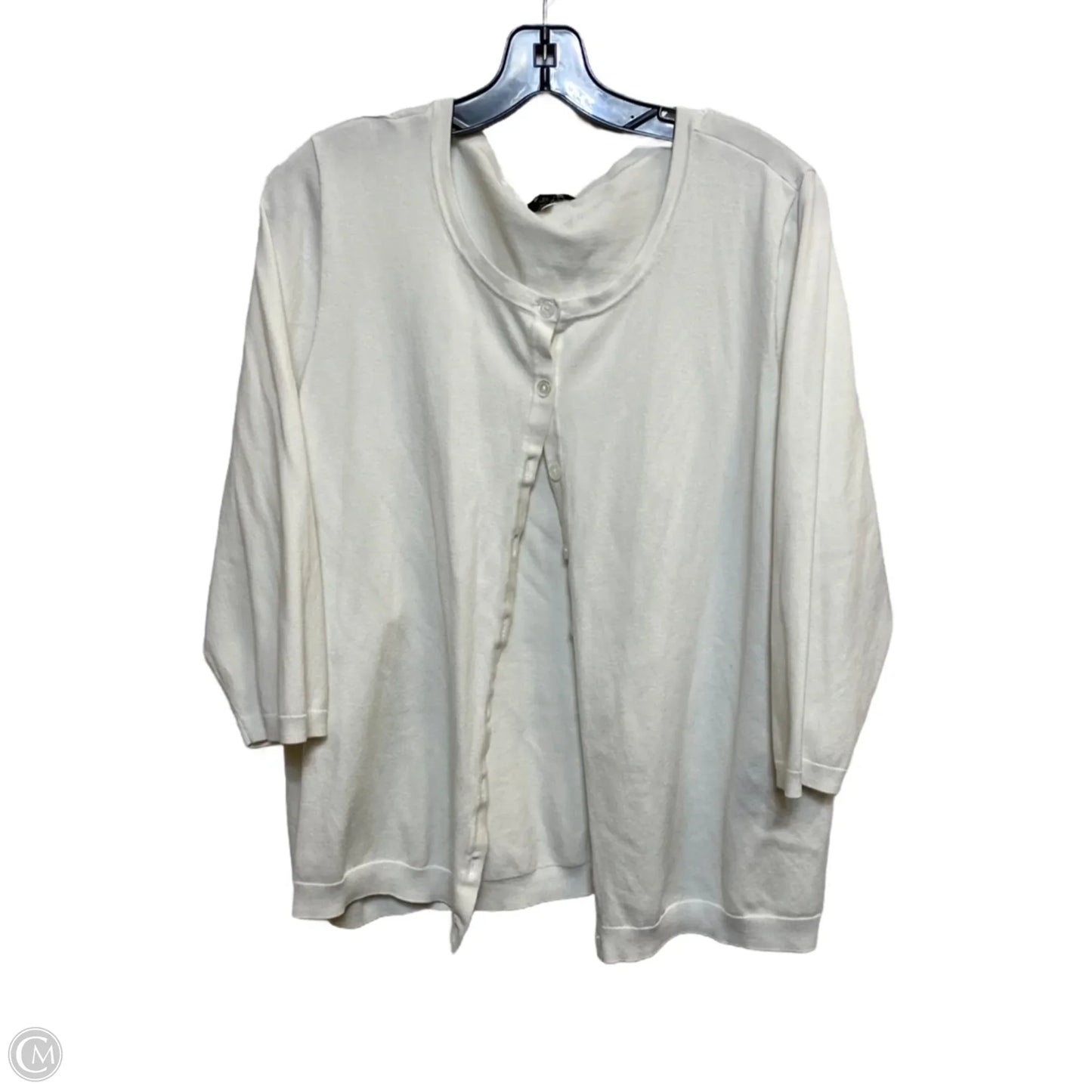 Top Long Sleeve By Talbots In White, Size: 2x