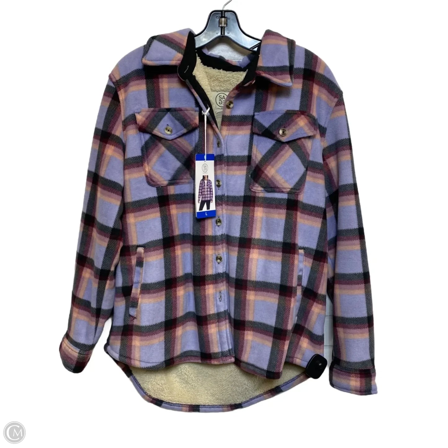 Jacket Fleece By Sage In Purple, Size: L