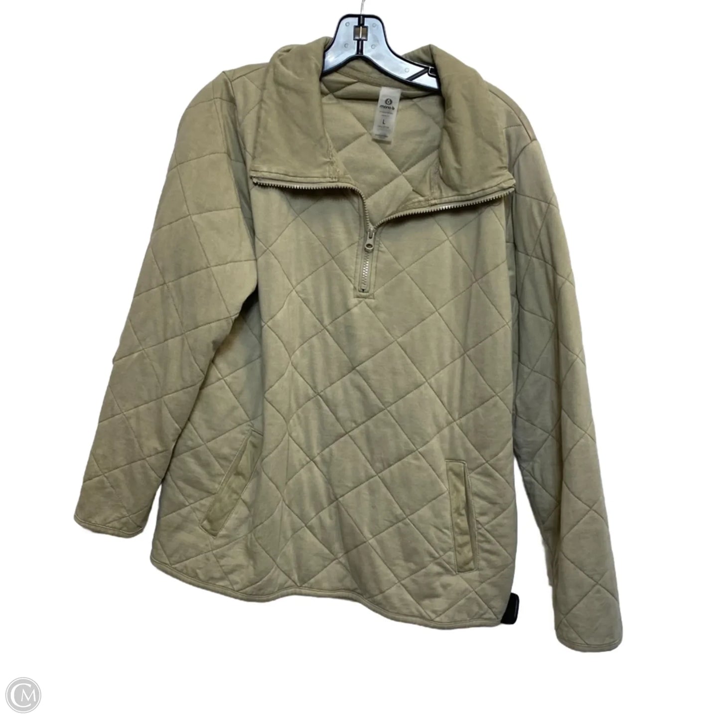 Athletic Sweatshirt Collar By Mono B In Tan, Size: L