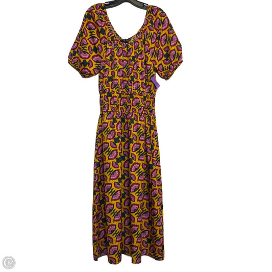 Dress Casual Midi By Jaquline In Purple & Yellow, Size: M