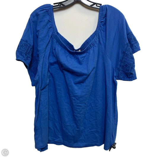 Top Short Sleeve By Mason & Belle In Blue, Size: 1x