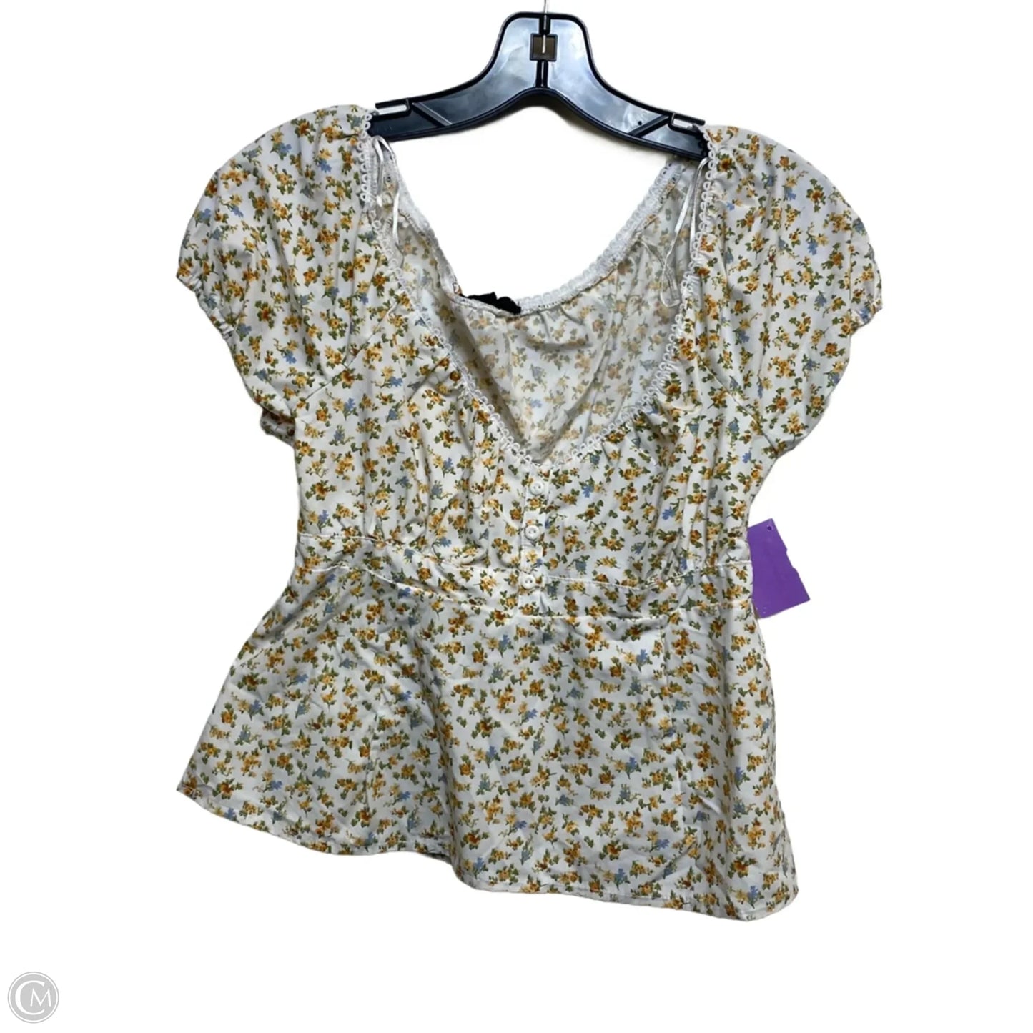 Top Short Sleeve By Arden B In Orange & White, Size: M