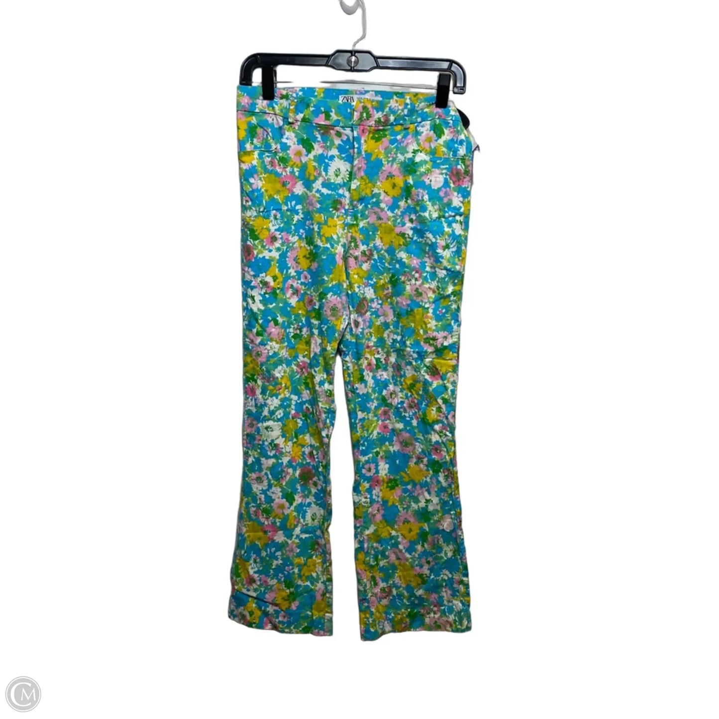 Pants Cropped By Zara In Blue & Green, Size: S