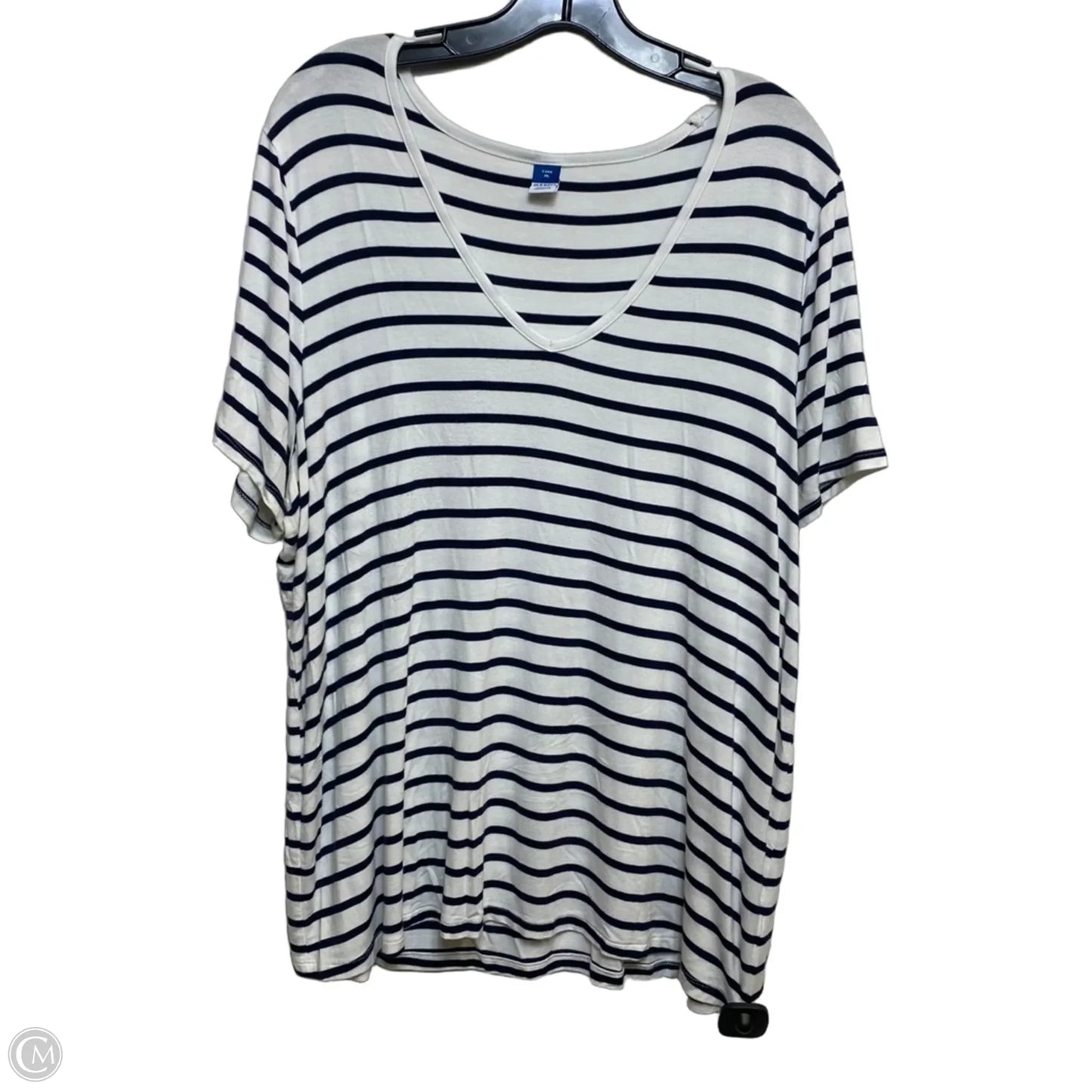 Top Short Sleeve By Old Navy In Blue & White, Size: Xl