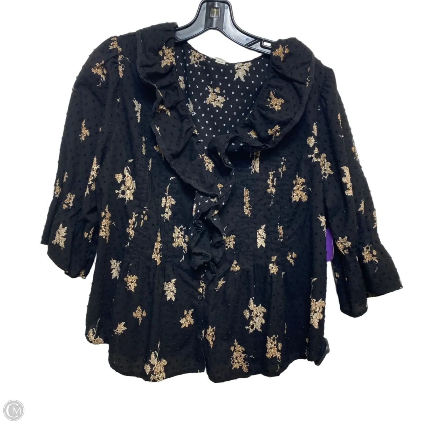 Top Short Sleeve By Ultra Pink In Black, Size: L