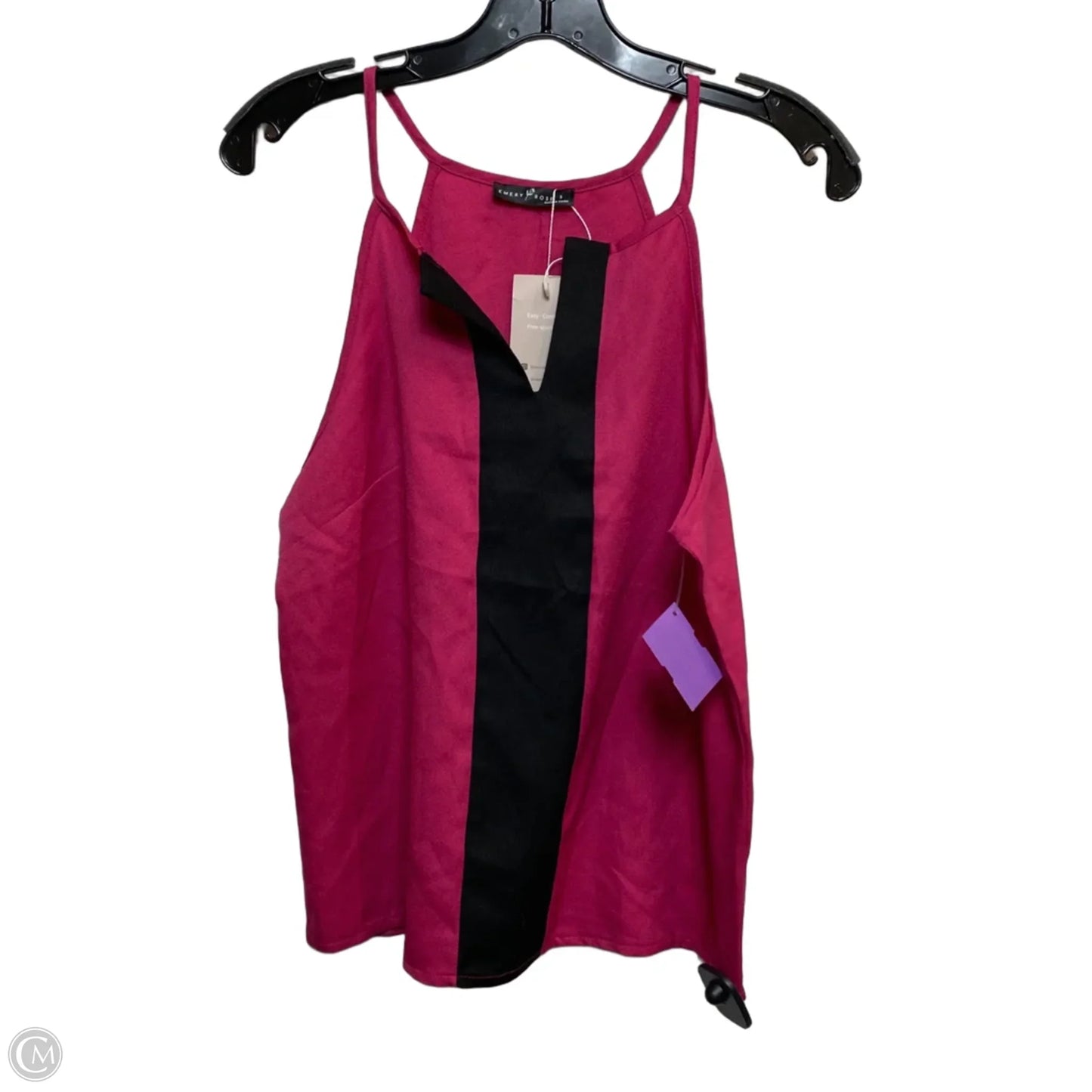 Top Sleeveless By Emery Rose In Black & Pink, Size: S