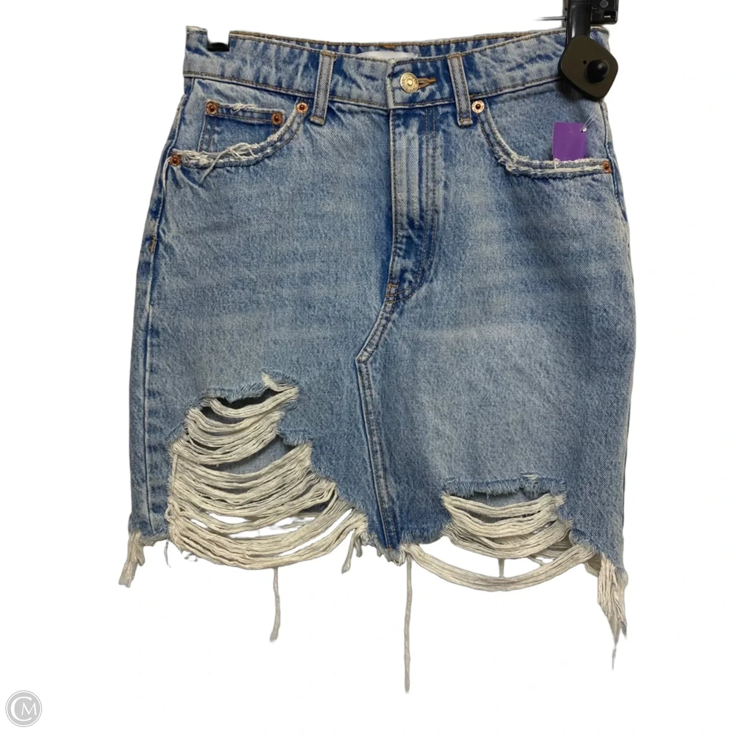 Skirt Mini & Short By Zara In Blue Denim, Size: S