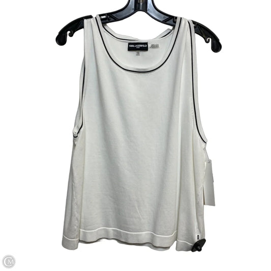 Top Sleeveless Designer By Karl Lagerfeld In White, Size: Xl