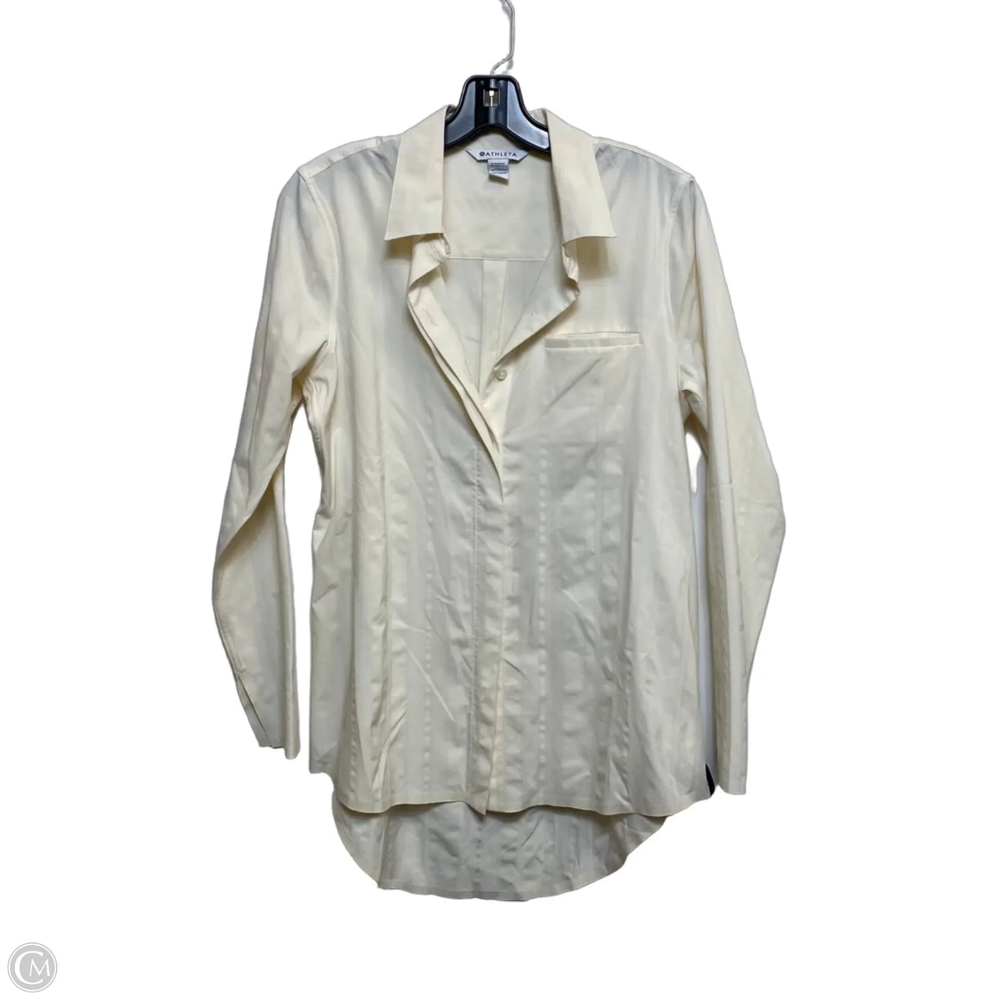 Athletic Top Long Sleeve Collar By Athleta In Cream, Size: S