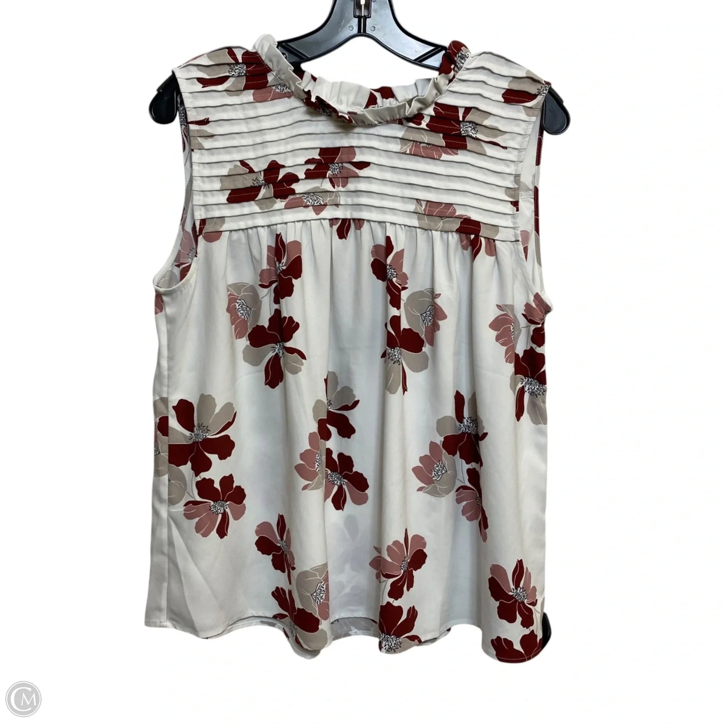 Top Sleeveless By Loft In Red & White, Size: M