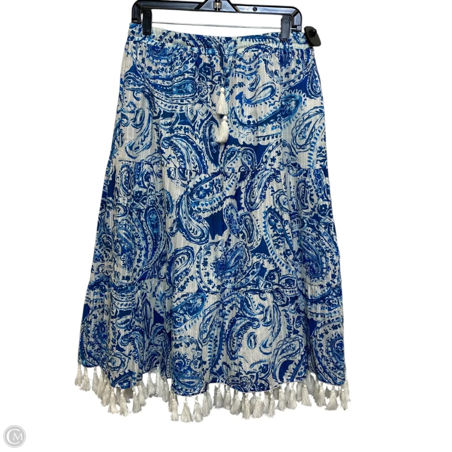 Skirt Midi By Cupio In Blue & White, Size: L