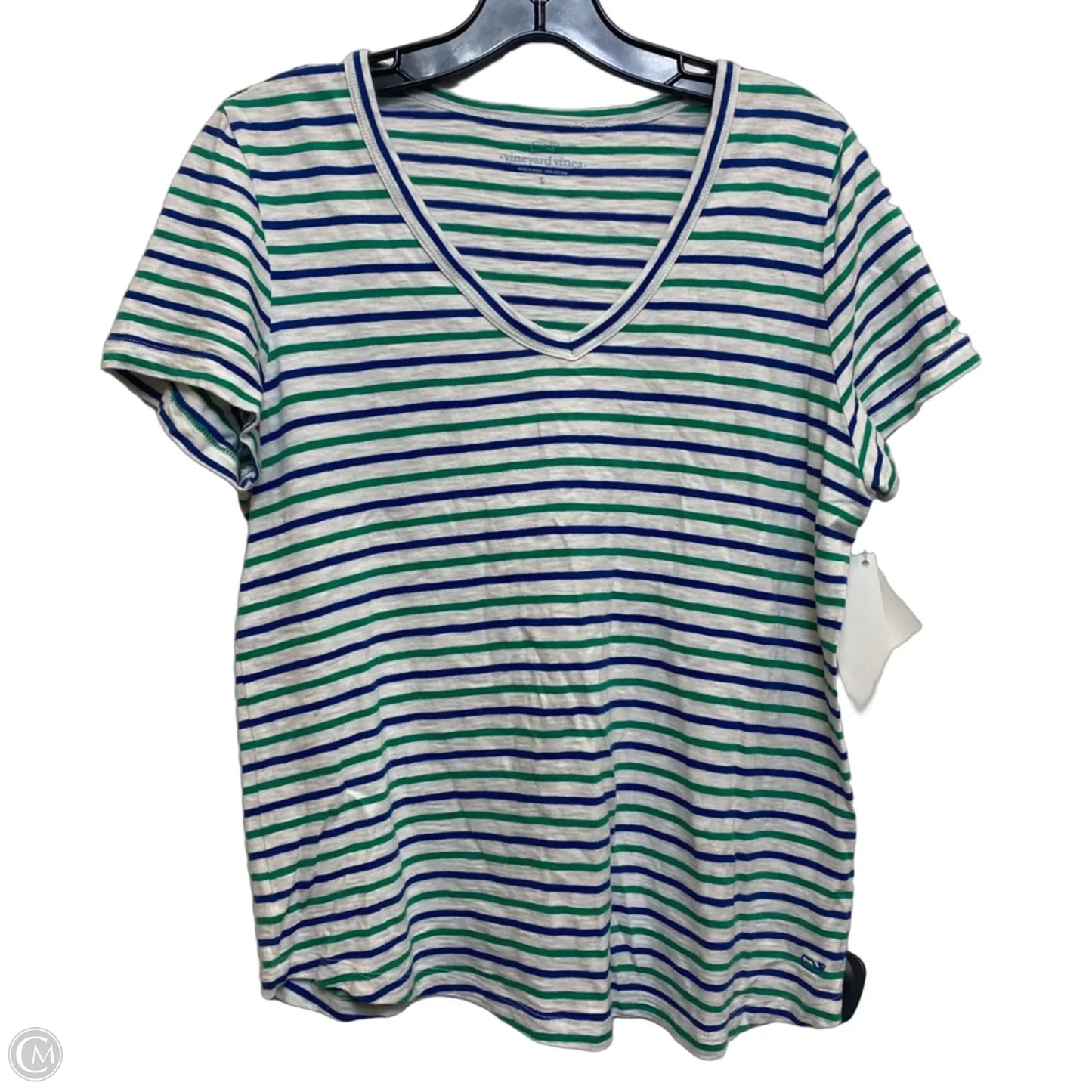 Top Short Sleeve Designer By Vineyard Vines In Blue & Green, Size: S