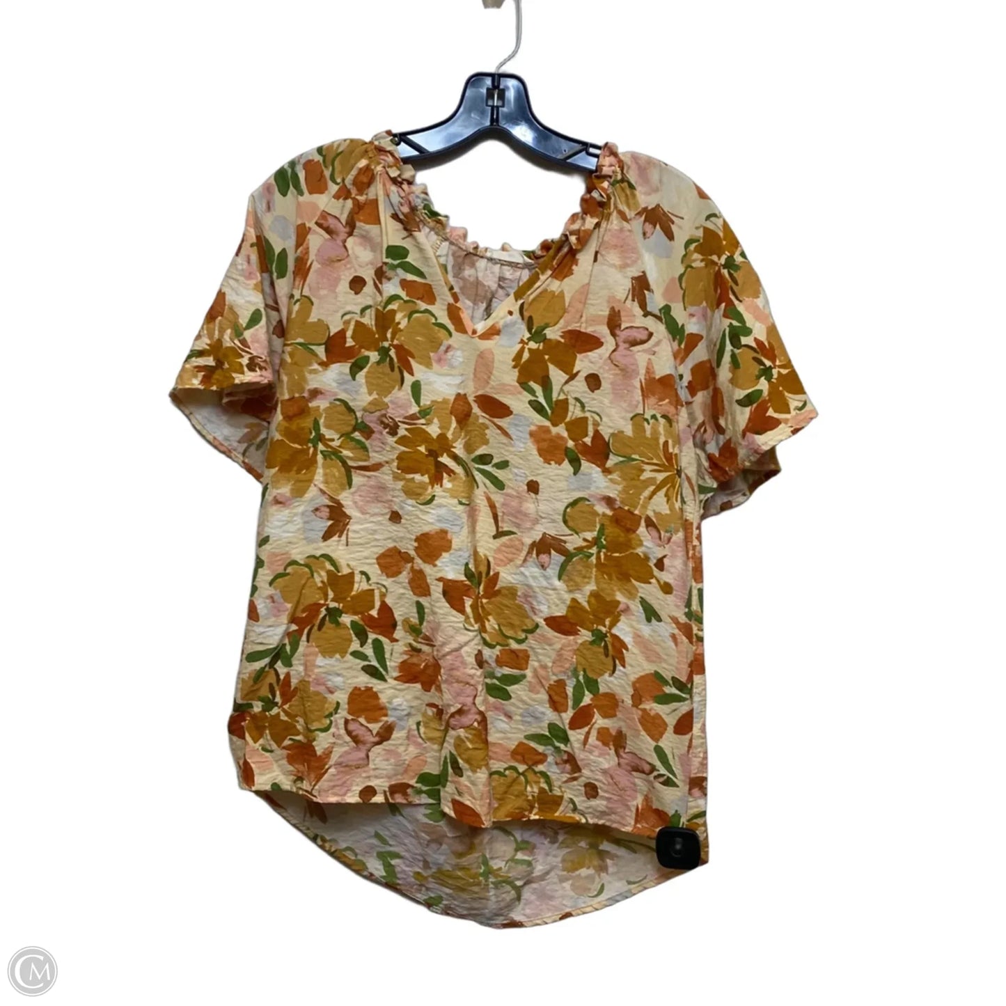 Top Short Sleeve By Les Amis In Tan, Size: S