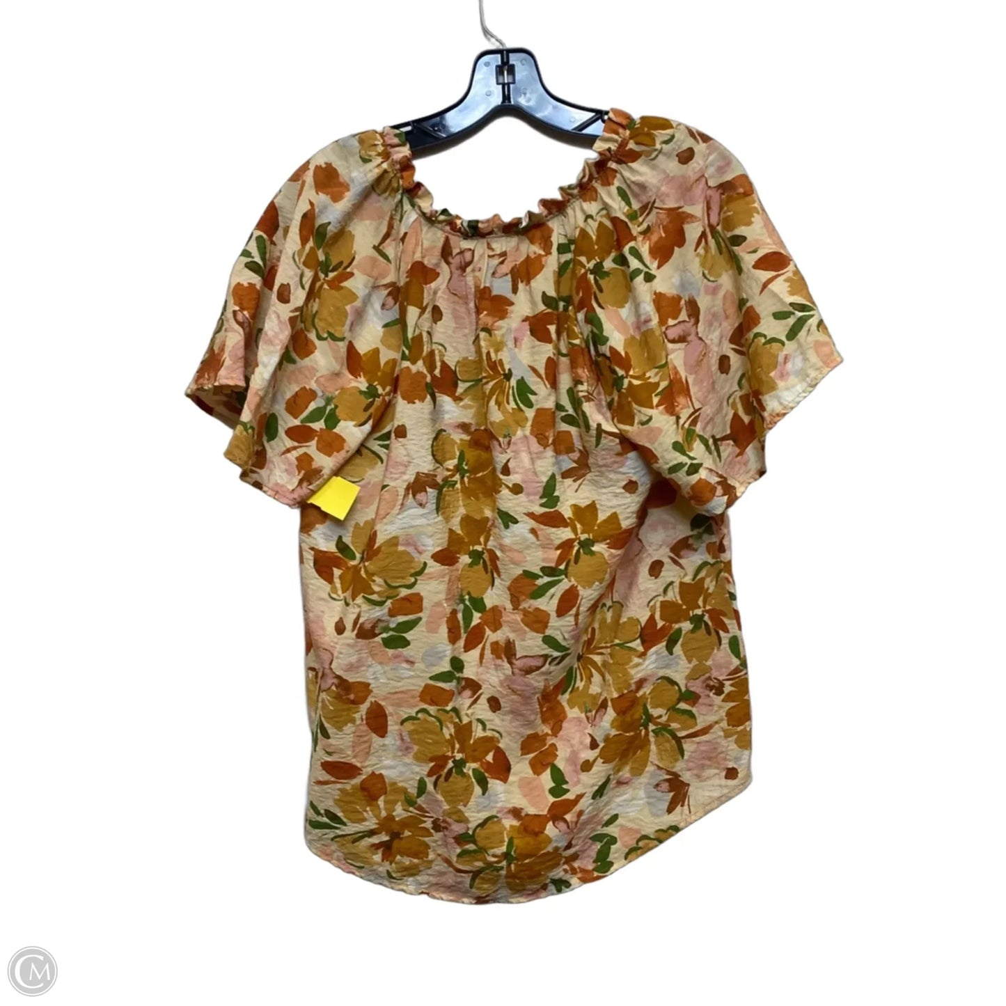 Top Short Sleeve By Les Amis In Tan, Size: S