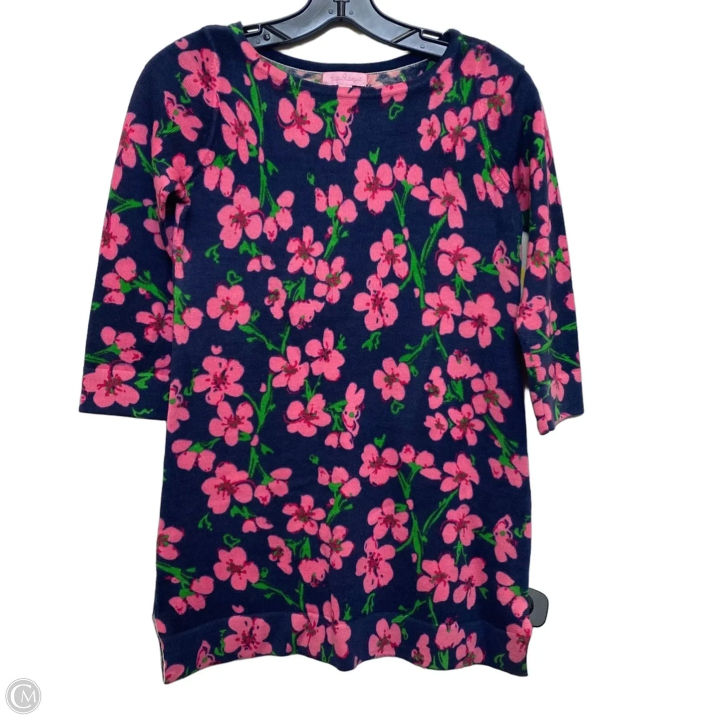 Top 3/4 Sleeve Designer By Lilly Pulitzer In Blue & Pink, Size: Xs