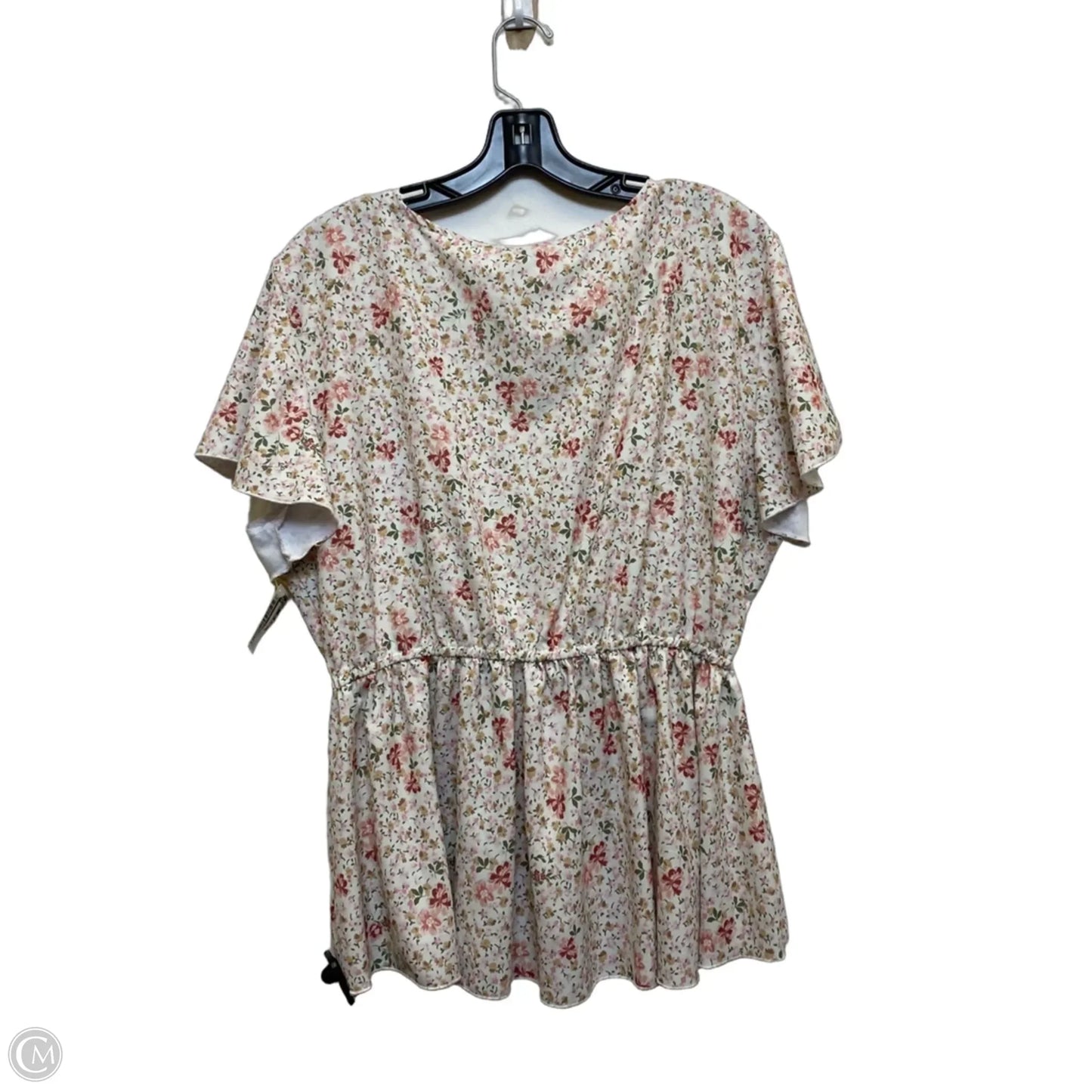 Top Short Sleeve By Arula In Pink & White, Size: Xl