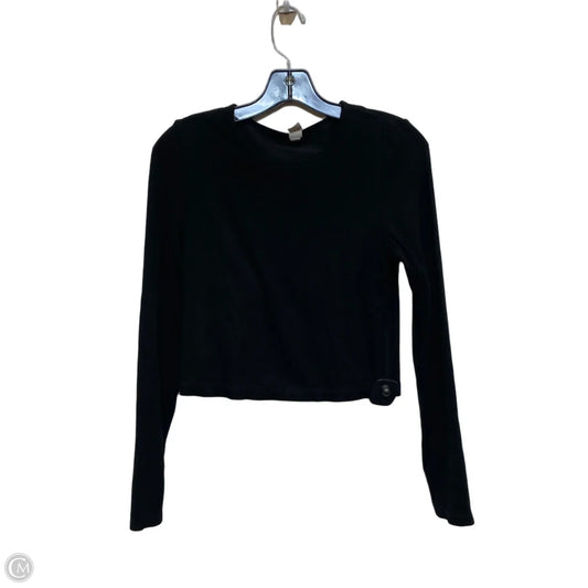 Athletic Top Long Sleeve Collar By Yogalicious In Black, Size: M