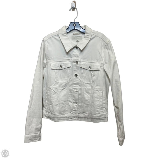 Jacket Denim By Anne Klein In White Denim, Size: Xl