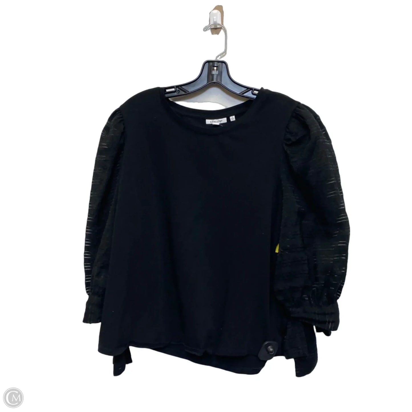 Top 3/4 Sleeve By Chicos In Black, Size: L