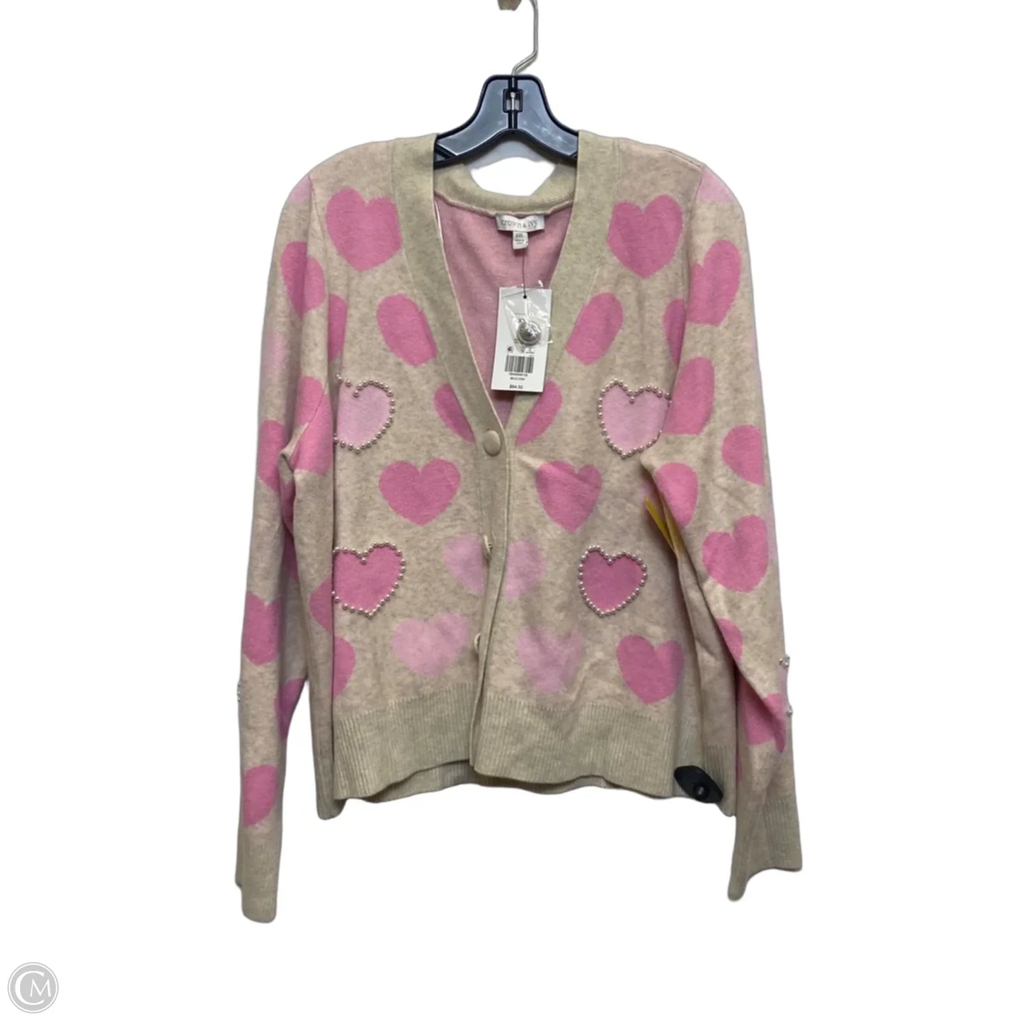 Sweater Cardigan By Crown And Ivy In Pink & Tan, Size: Xxl