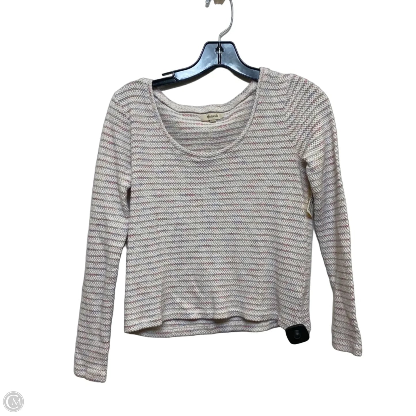 Top Long Sleeve By Madewell In Pink & White, Size: S